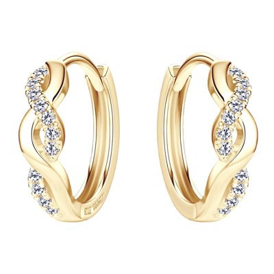 Boucles de cercle de moissanite torcée en or massif de 10K
